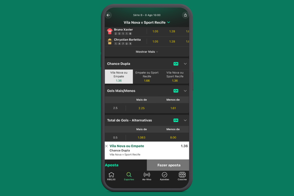Interface de registrar apostas no bet365 app. bet365-app-apostas.png